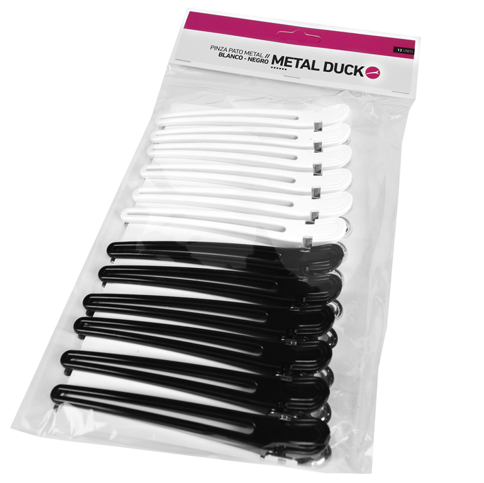 PINZAS PATO METAL BLANCAS Y NEGRAS BIFULL 12UND