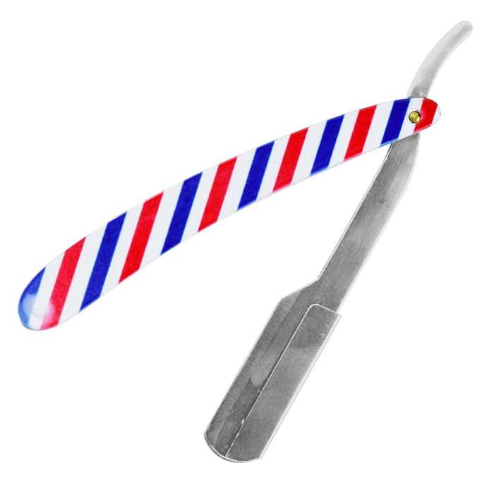 NAVAJA BARBERO A RAYAS ROJA BLANCA AZUL